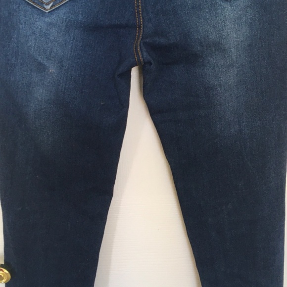 JVINI Pull On Flat Front Blue Denim Ripped Jeans Jegging - Picture 9 of 10